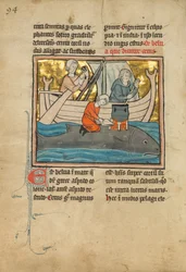 Een visser op de rug van een walvis